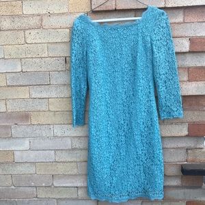 Adrianna Papell (4) Teal Lace Knee-Length Dress